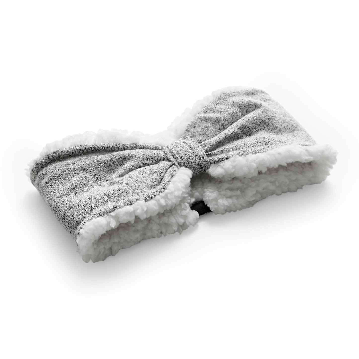 Medium Grey;@SoftKnit grey Headband with Sherpa
