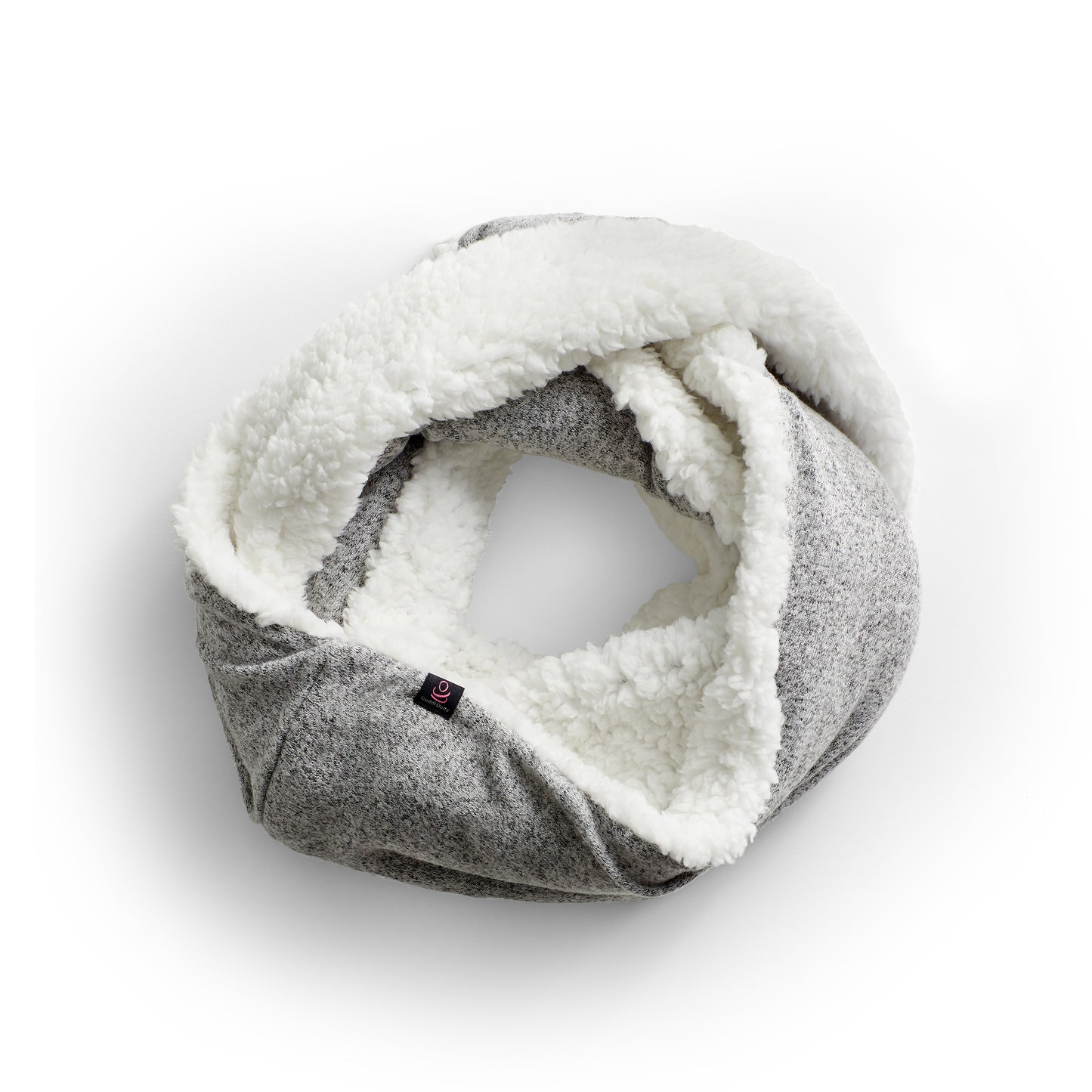 Medium Grey;@SoftKnit Infinity grey Scarf with Sherpa