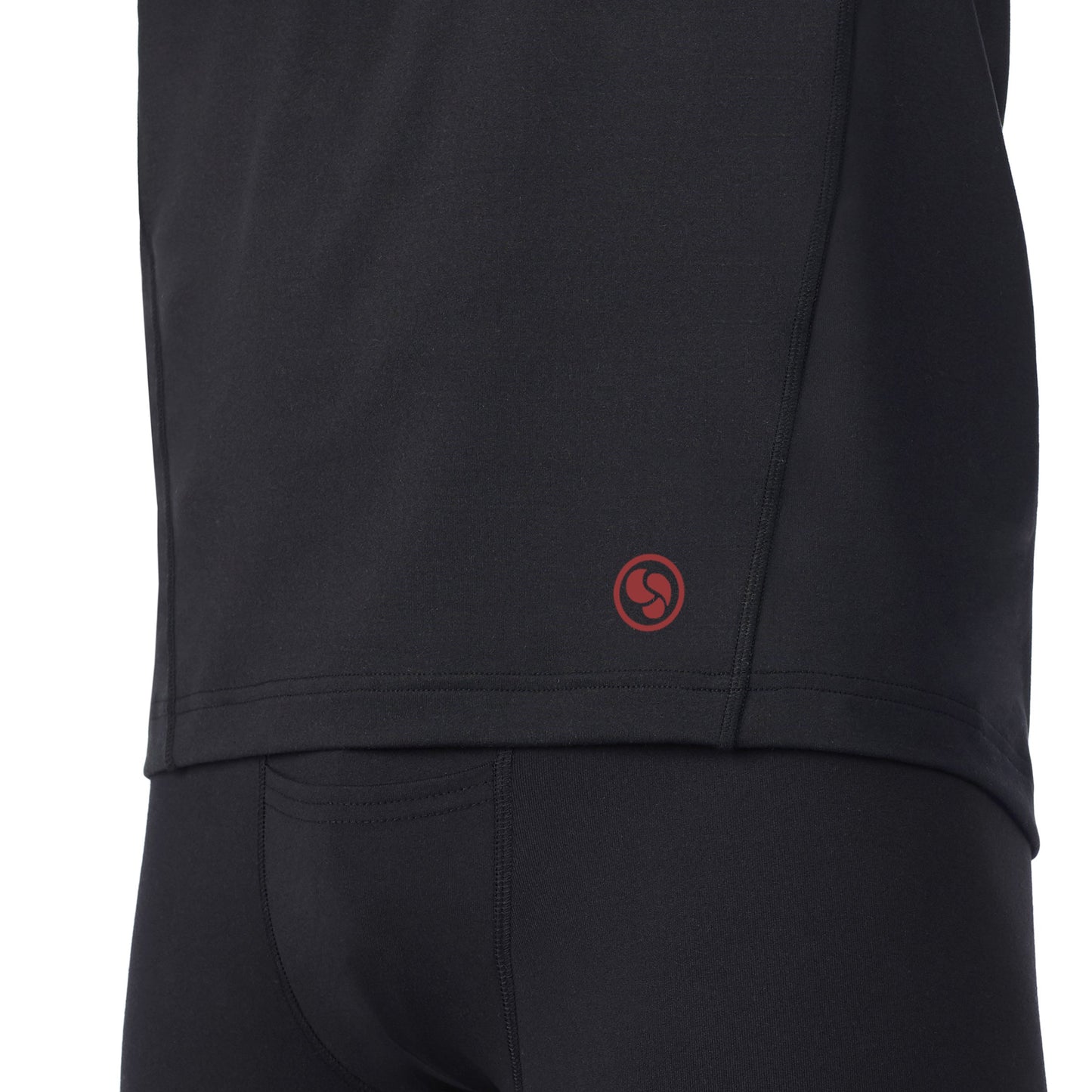 Black;@A man wearing black Far Infrared Enhance Long Sleeve Crew