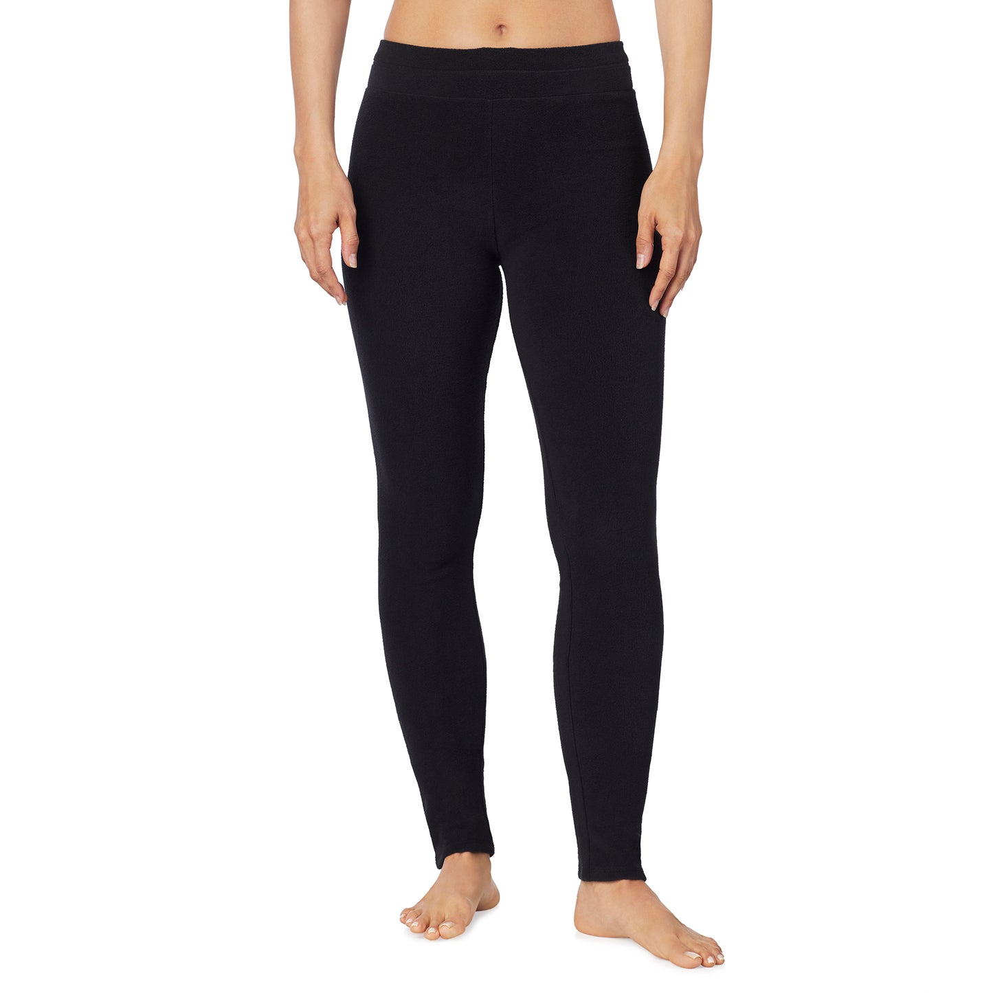 Black; Model is wearing size S. She is 5’9”, Bust 32”, Waist 25.5”, Hips 36”.@lower body of a lady wearing black legging !59% Polyester, 35% Recycled Polyester, 6% Spandex!
