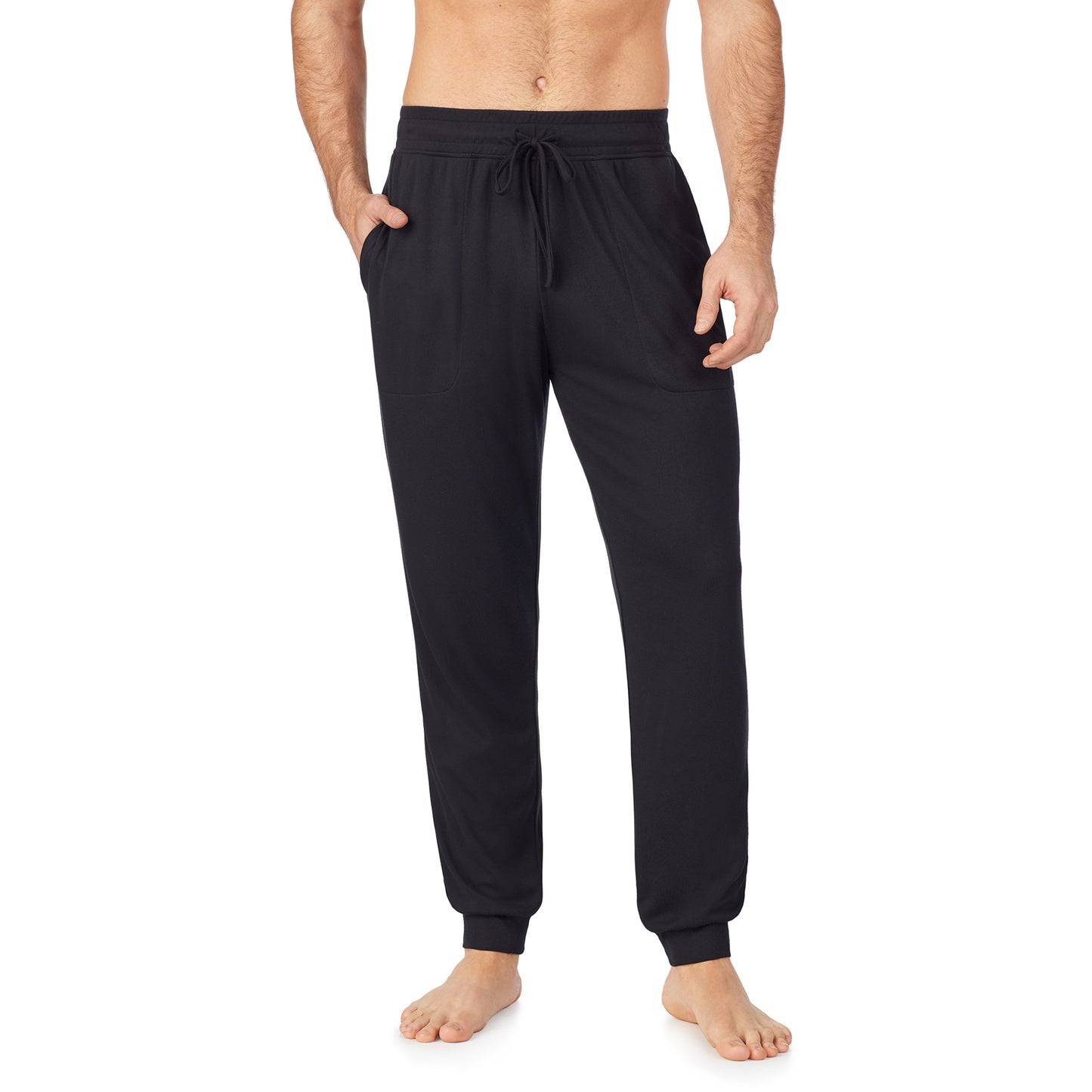 Black;Model is wearing size M. He is 6'0", Waist 31", Inseam 32"@ A man wearing black pant