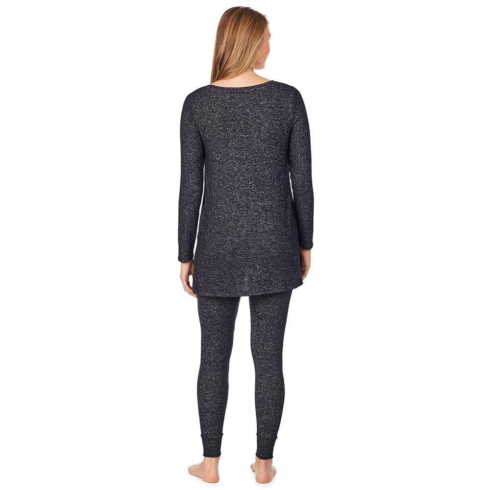 Dark Heather;Model is wearing size S. She is 5'9", Bust 32", Waist 23", Hips 34.5" @ A lady wearing softknit long sleeve crossover tunic