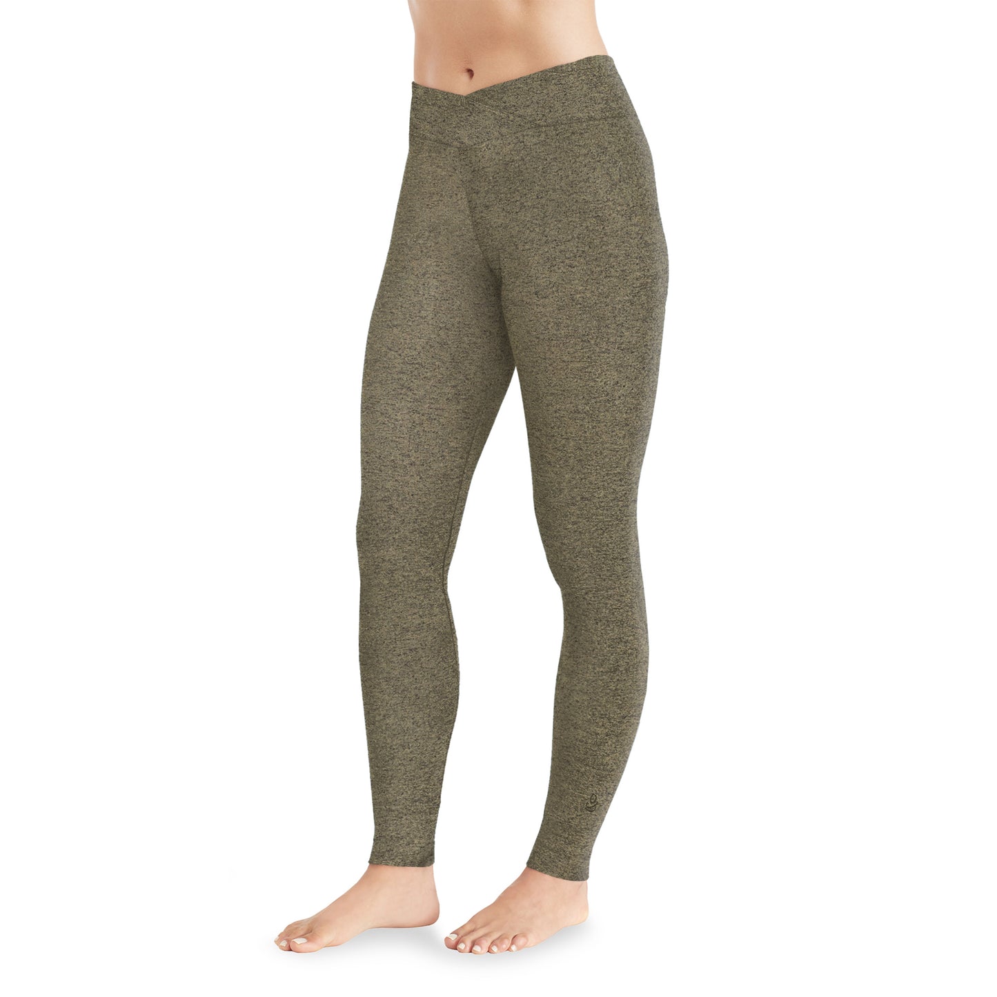 Marled Olive Moss;Model is wearing size S. She is 5’9”, Bust 32”, Waist 25.5”, Hips 36”.@A lady wearing olive softknit legging
