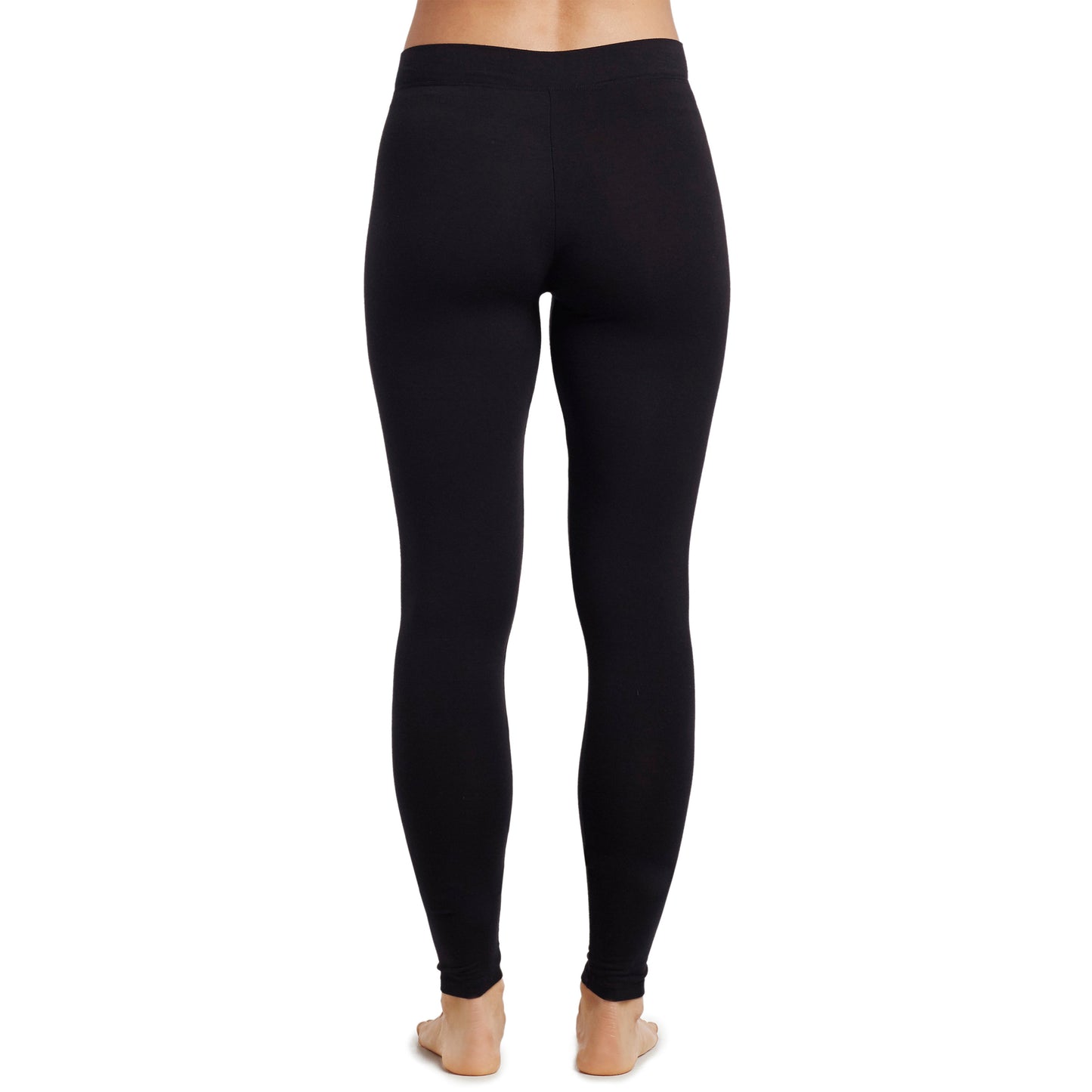 Black; Model is wearing size S. She is 5’9”, Bust 32”, Waist 25.5”, Hips 36”. @A lady wearing a black stretch legging.