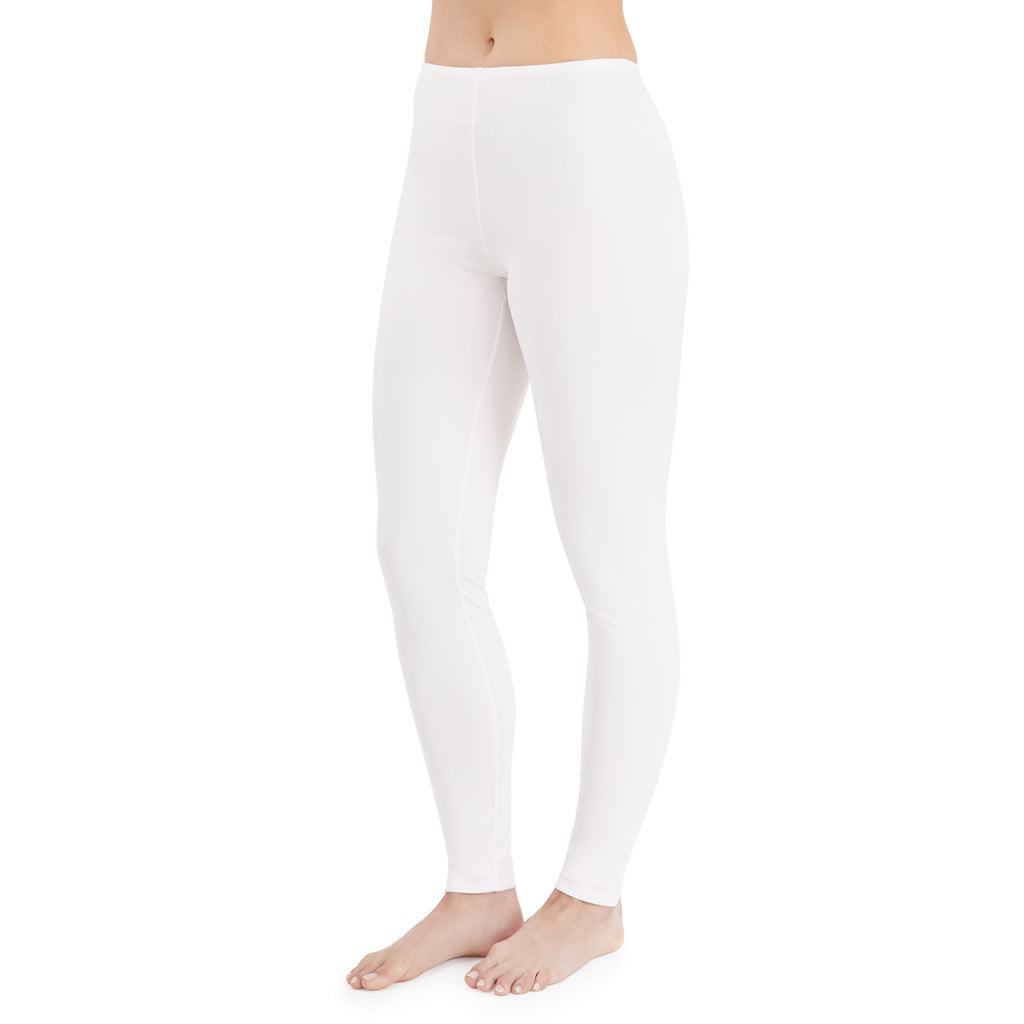 Cuddl Duds Women's ClimateRight Stretch Microfiber Warm Underwear Legging  (White, Medium) at  Women's Clothing store