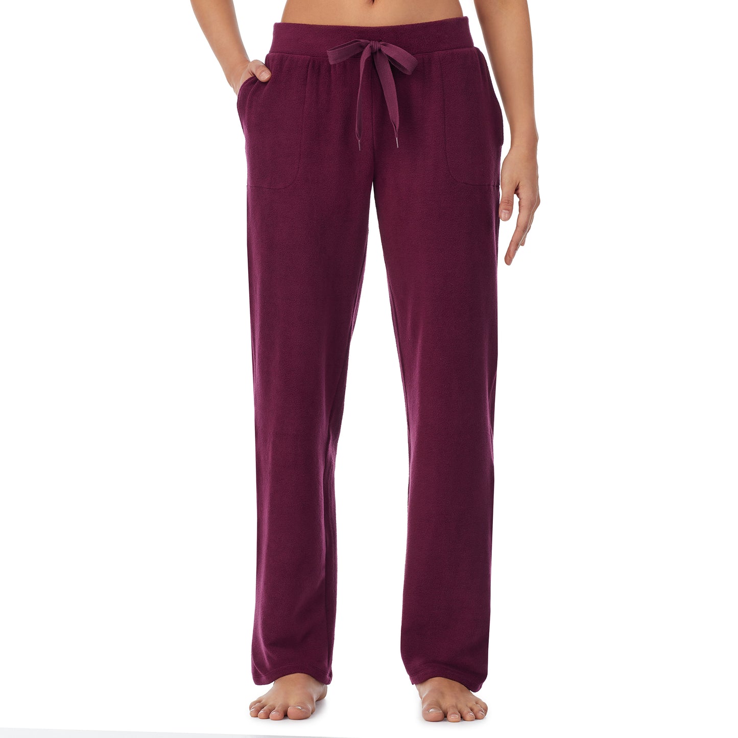 Grape; Model is wearing size S. She is 5’9”, Bust 32”, Waist 25.5”, Hips 36”.@lower body of a lady wearing grape lounge pant