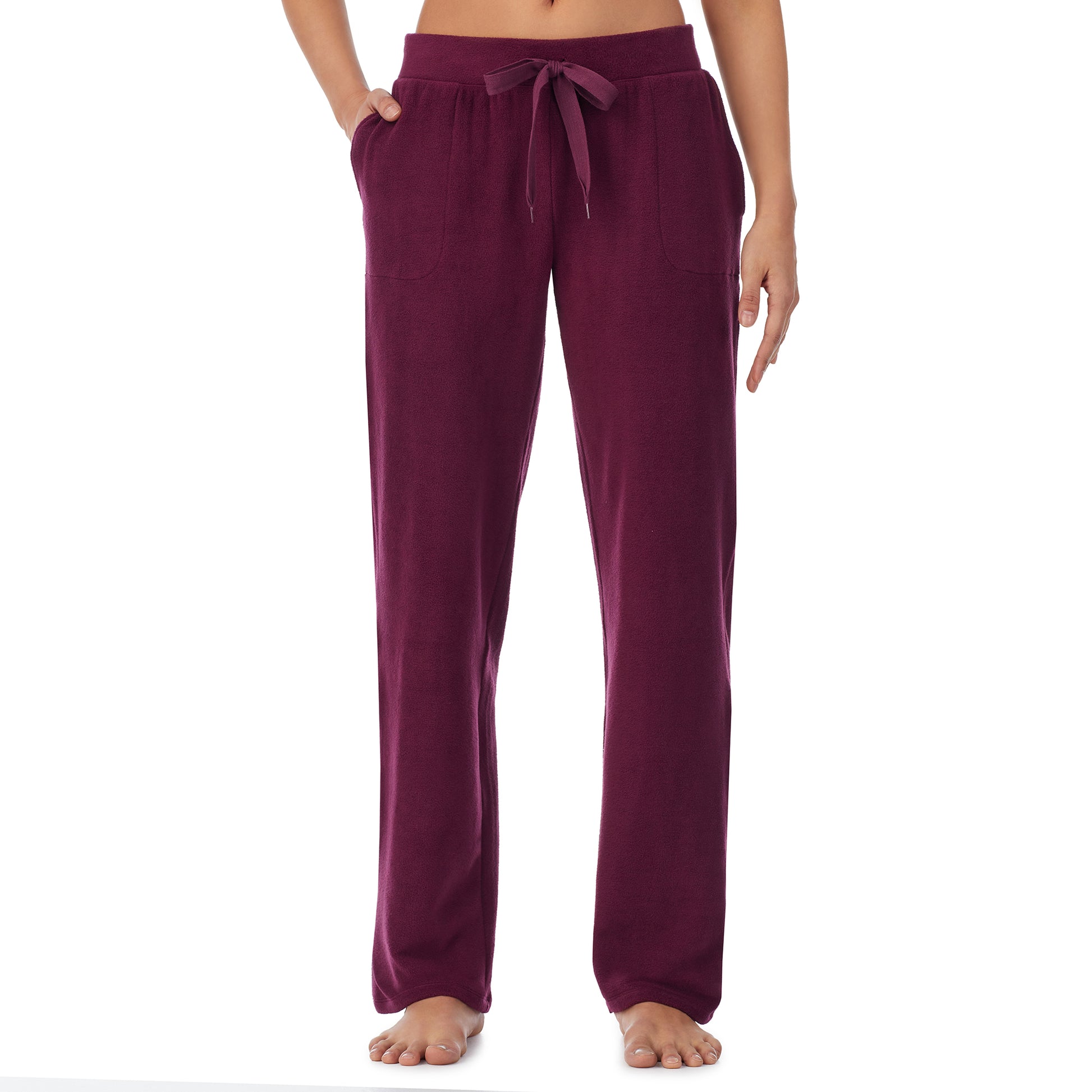 lower body of a lady wearing grape lounge pant