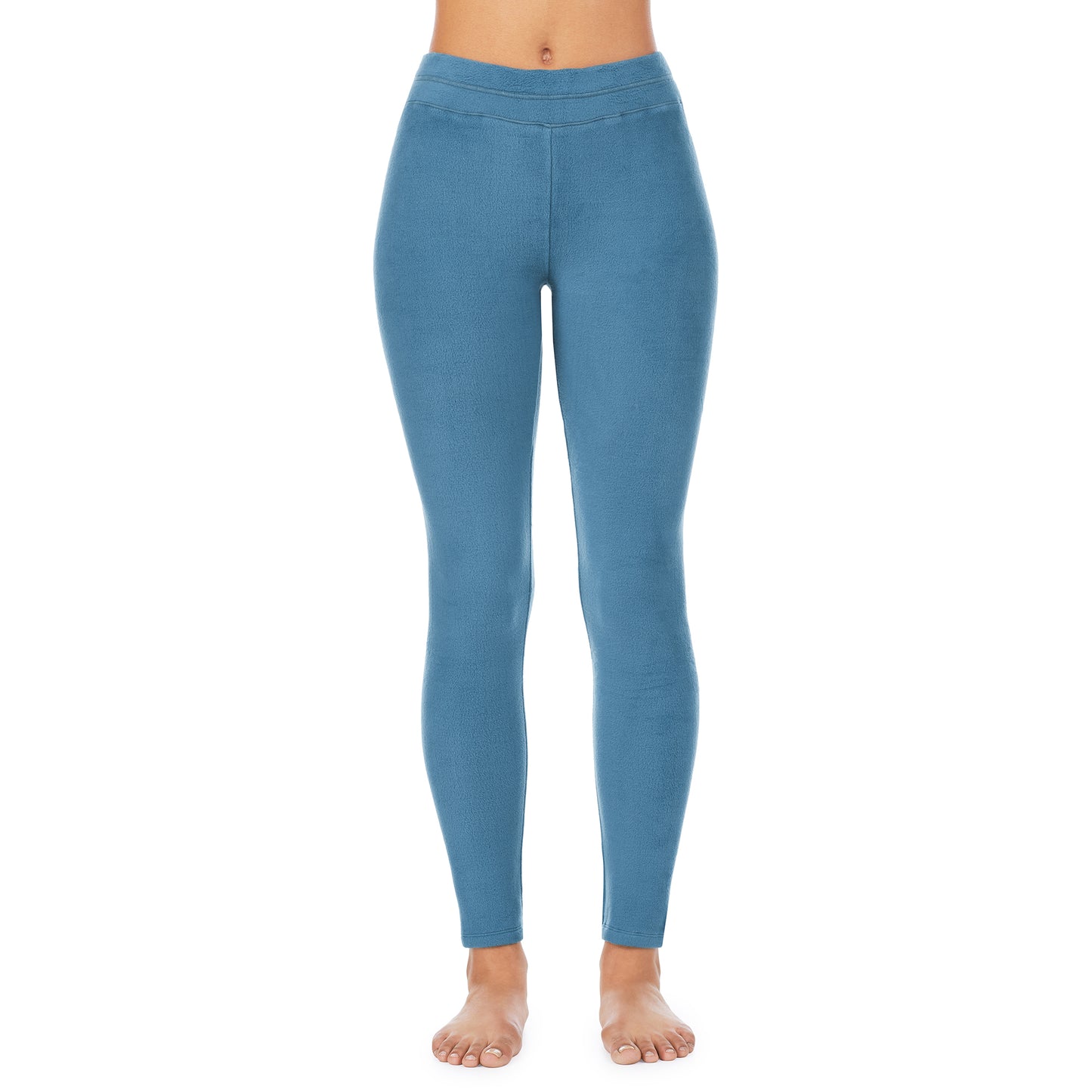 Vintage Blue;Model is wearing size S. She is 5’9”, Bust 32”, Waist 25.5”, Hips 36”.@A lady wearing fleecewear with stretch legging