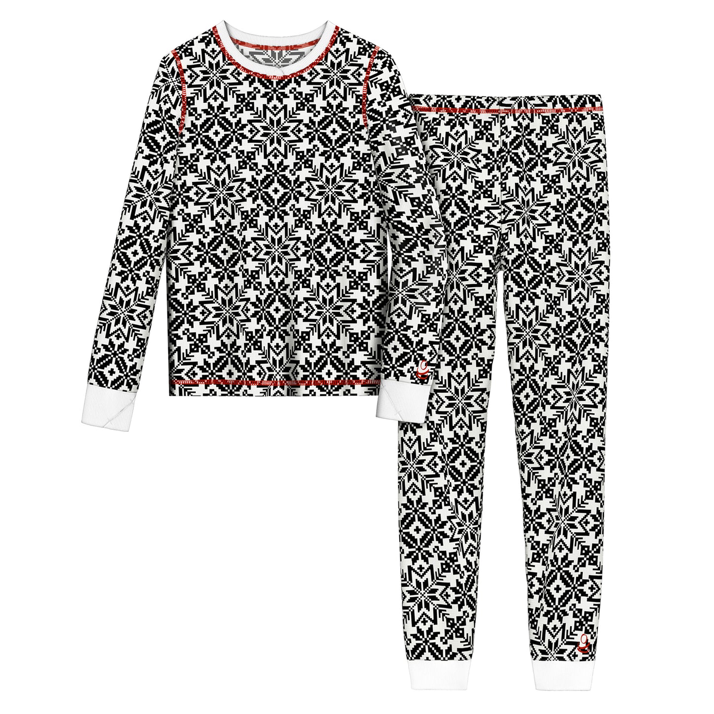 Nordic Fairisle;@Girls Thermal 2 pc. Long Sleeve nordic geo Crew & Pant Set !60% Cotton, 40% Polyester!
