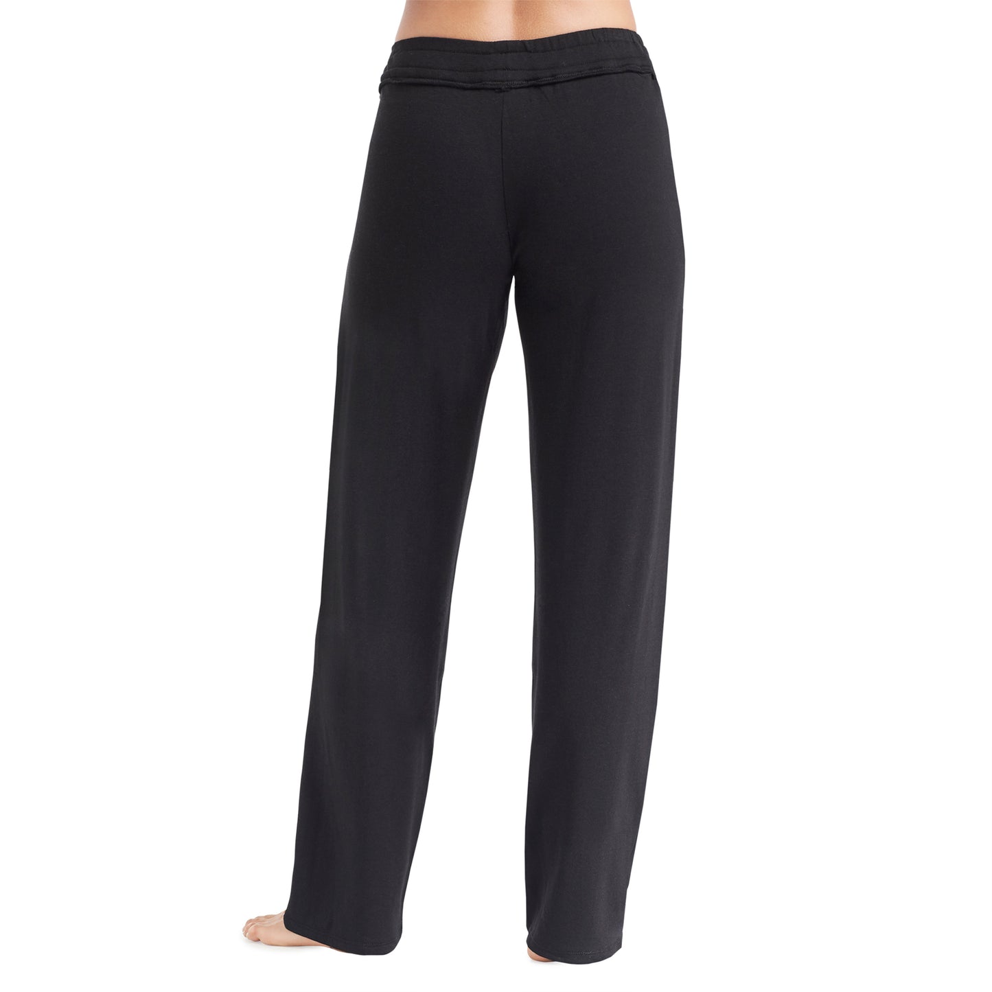 Black; Model is wearing size S. She is 5’9”, Bust 32”, Waist 25.5”, Hips 36”.@Lower body of a model wearing black bootcut pant