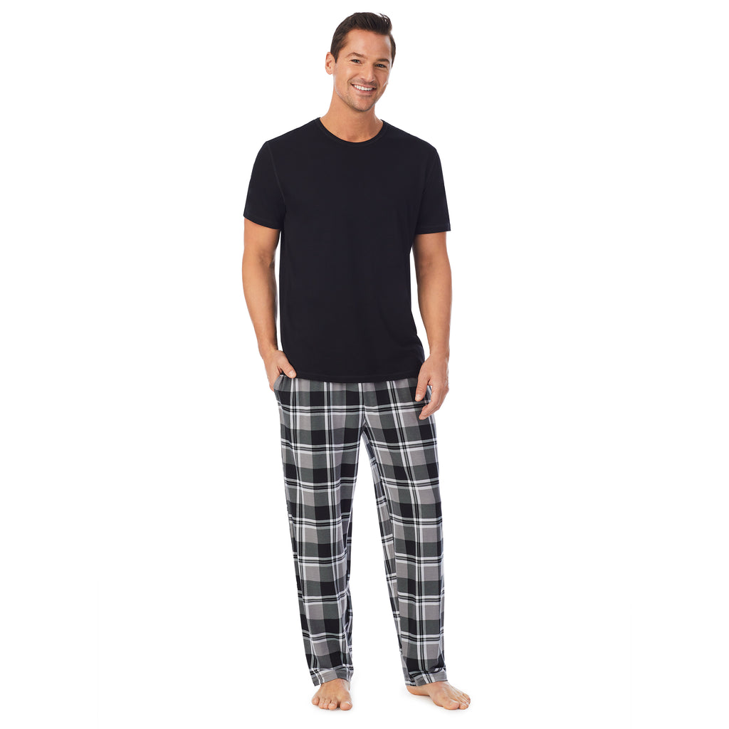 Men's Cuddl Duds Graphic Tee Classic Pajama Set - I Like Coffee and 3  People - S