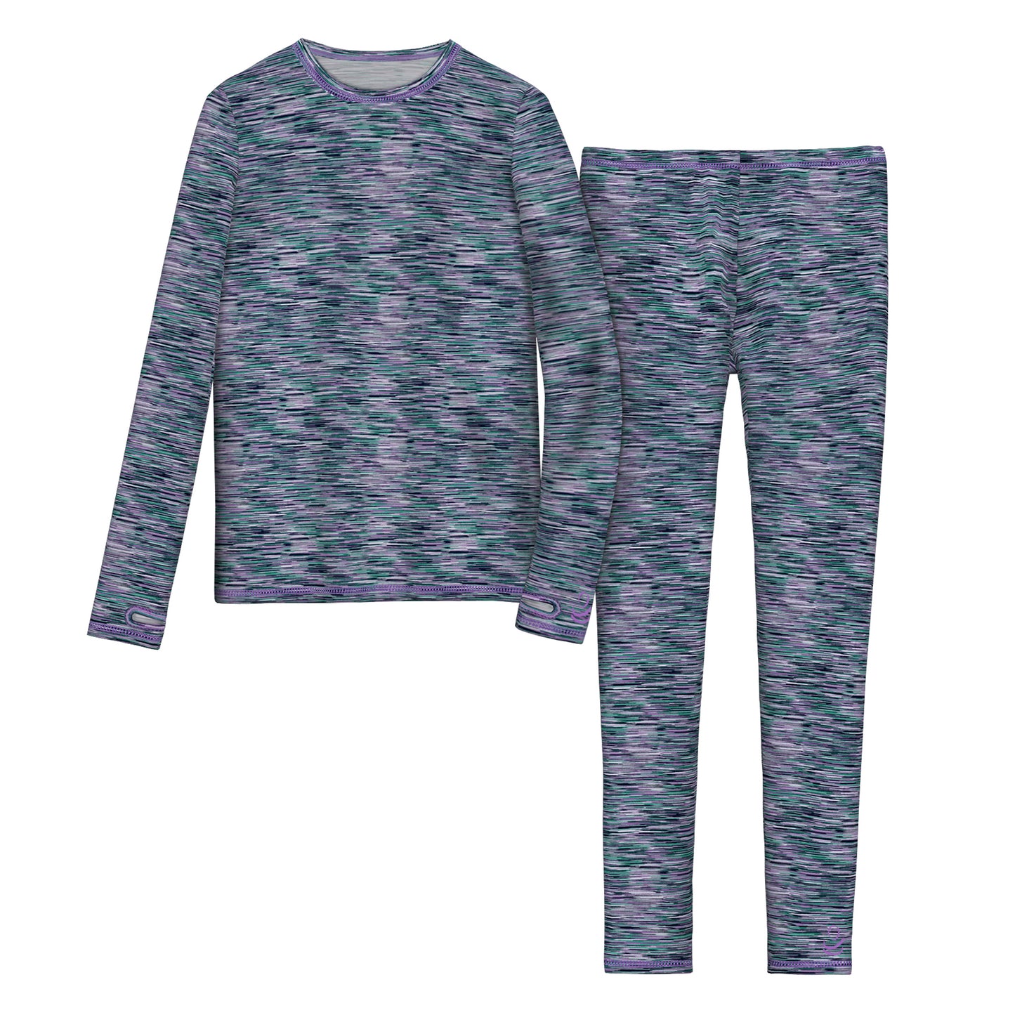 Space Dye;@Girls Comfortech space dye Stretch Poly 2 pc. Long Sleeve Crew & Pant Set !92% Polyester, 8% Spandex!