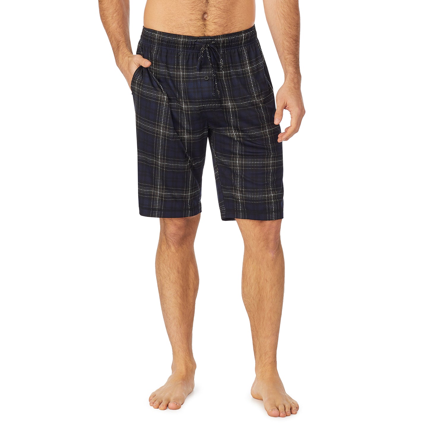 Black;Model is wearing size M. He is 6'1", Waist 30.5", Inseam 32".@ A lady wearingMens Far-Infrared Enhance Sleep Pant with Black print