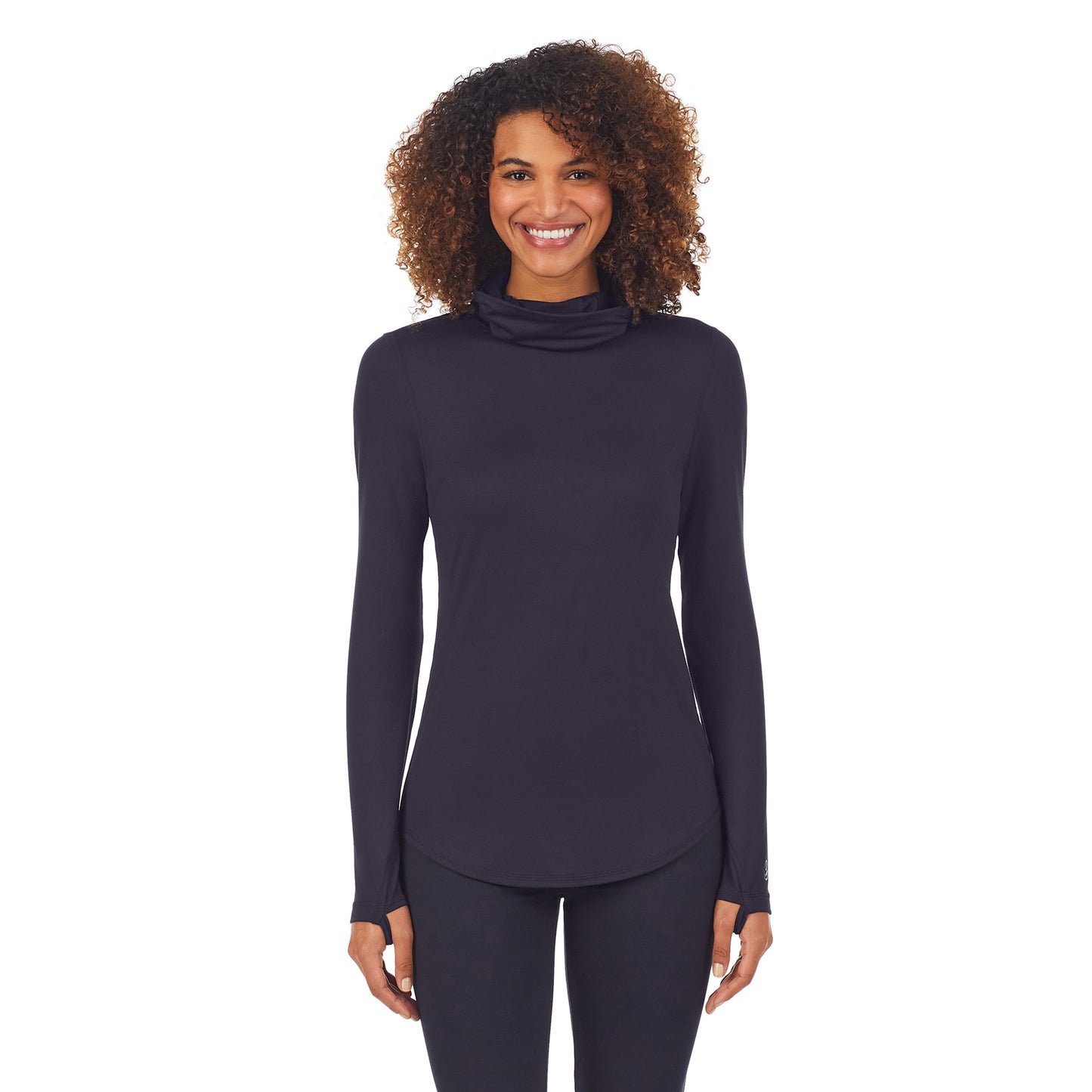 Black; Model is wearing size S. She is 5'11", Bust 32", Waist 25", Hips 35".@Upper body of a lady wearing black balaclava