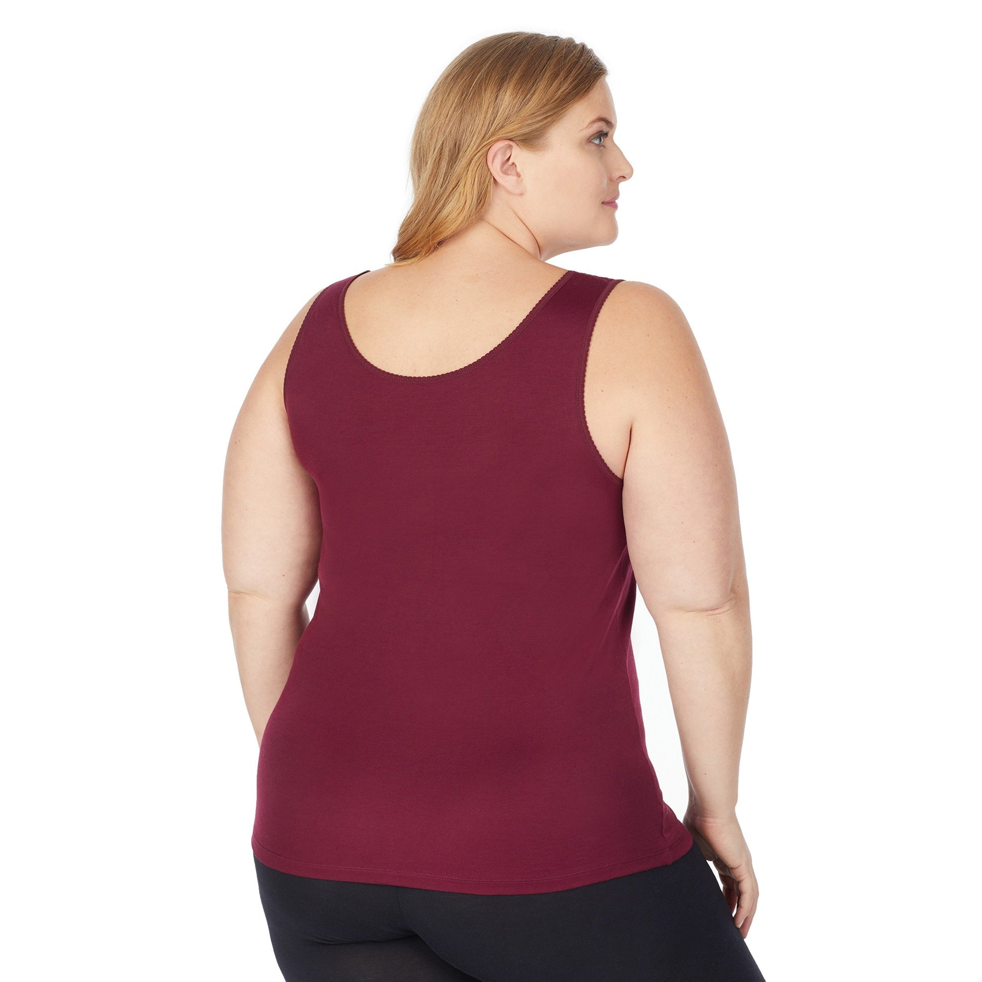 A lady wearing wine lace cami