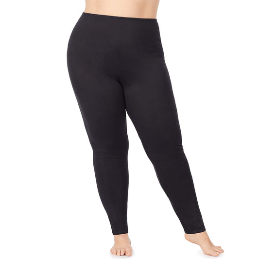 Black;Model is wearing size 1X. She is 5'9", Bust 38", Waist 36", Hips 48.5".@A lady wearing black softwear legging