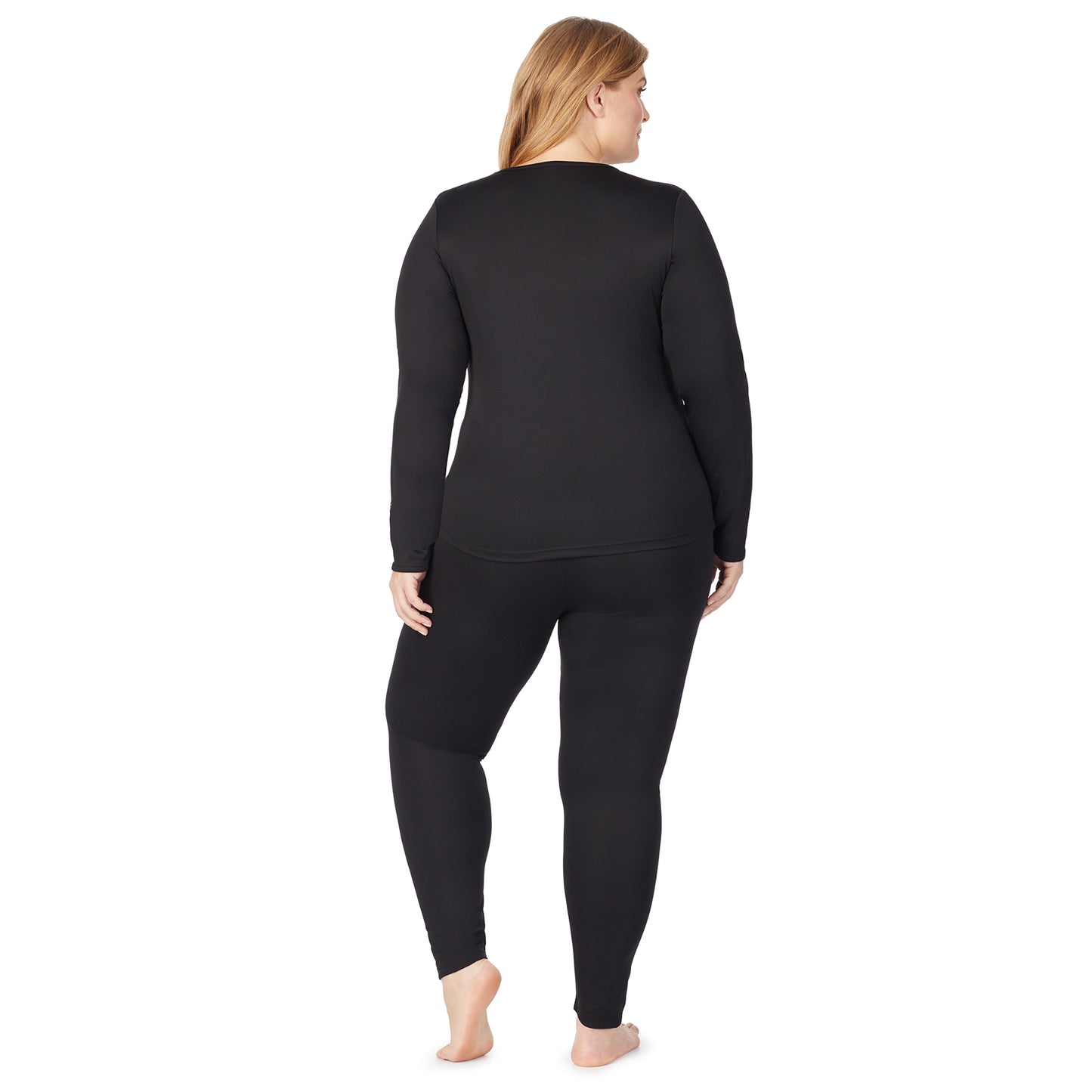 Black; Model is wearing size 1X. She is 5'9", Bust 38", Waist 36", Hips 48.5".@A model wearing black legging