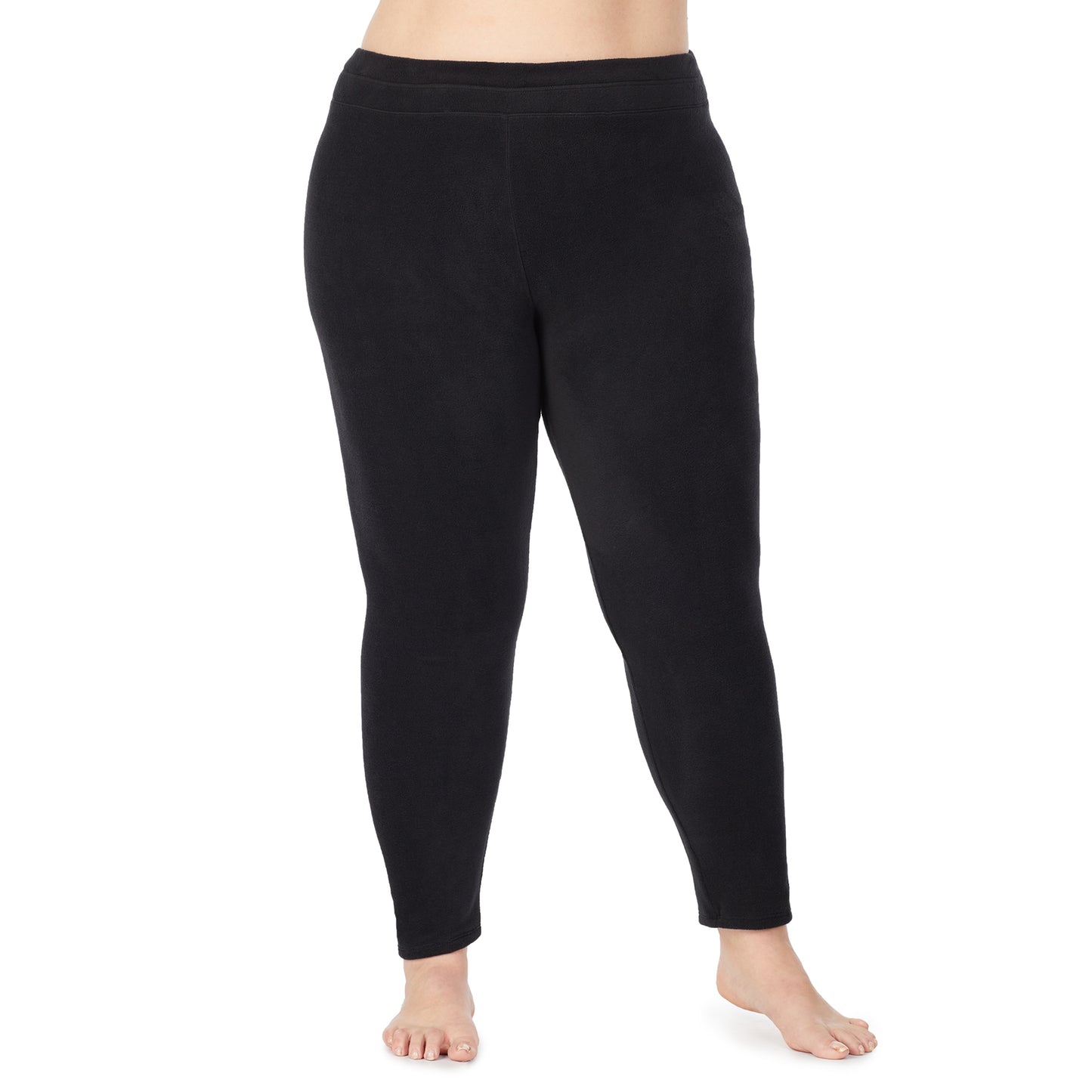 Black; Model is wearing size 1X. She is 5'9", Bust 38", Waist 36", Hips 48.5".@lower body of a lady wearing black legging !59% Polyester, 35% Recycled Polyester, 6% Spandex !