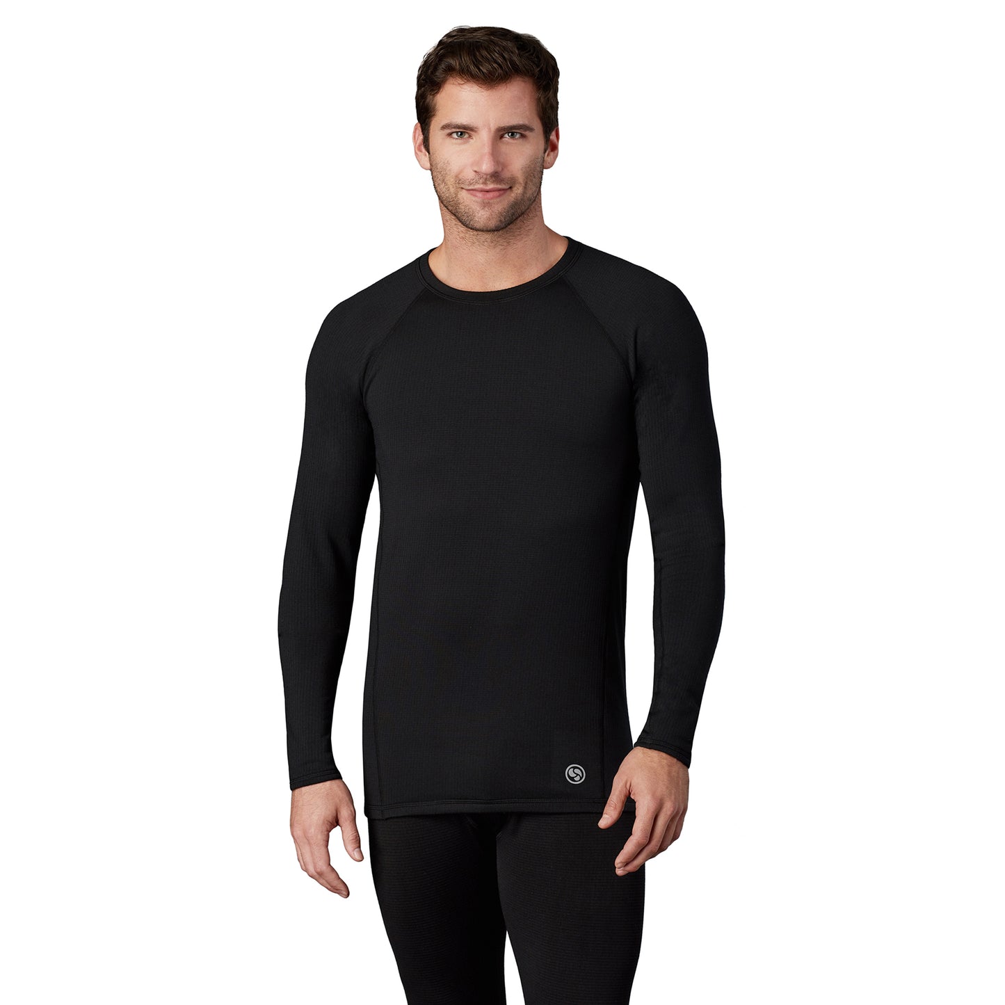 Grey Heather;Model is wearing size M. He is 6'1", Waist 30.5", Inseam 32".@ A lady wearingMens Far-Infrared Enhance Sleep Full Zip Hoodie with Grey Heather print
