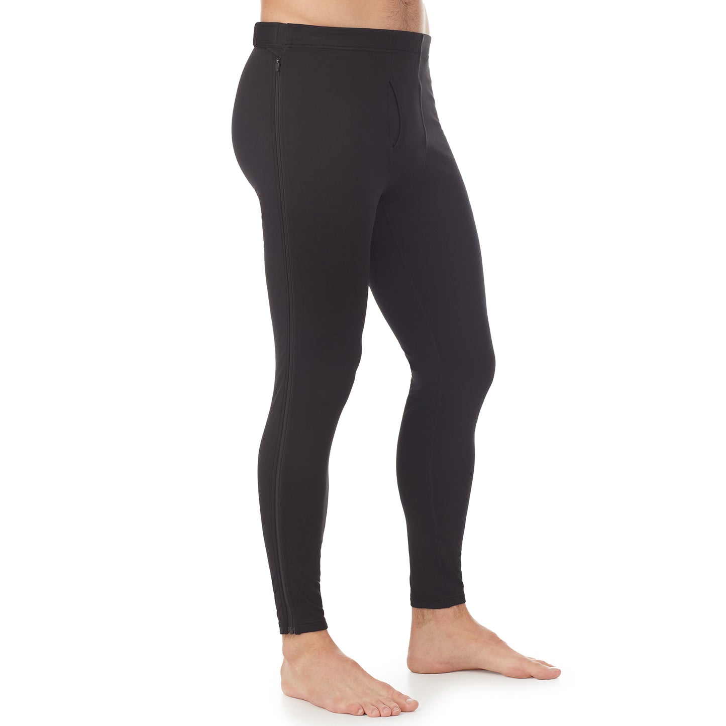 Black; Model is wearing size M. He is 6'1", Waist 32", Inseam 32".@lower body of a man wearing black zip off pant