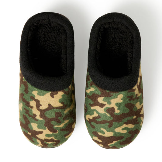 Boys Printed Camo Fleece Clog Slipper