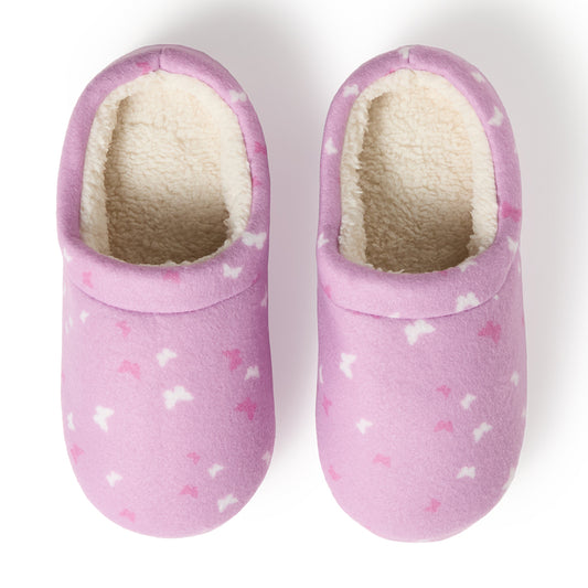 Girls Printed Butterfly Fleece Clog Slipper