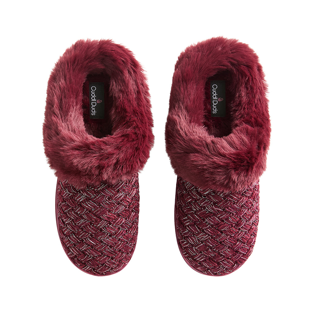 Windsor Wine; @Lurex Chenille Texture Clog Slipper