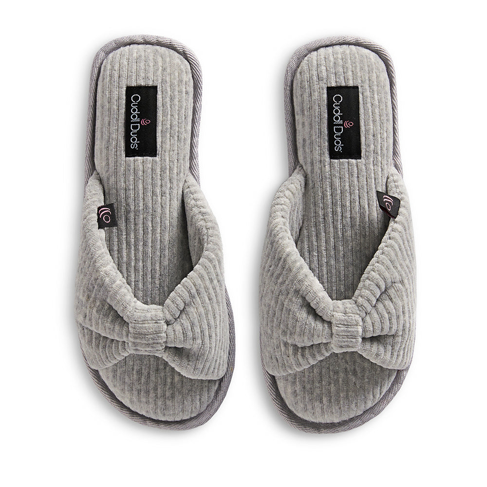 Gathered Corduroy Slide Slipper