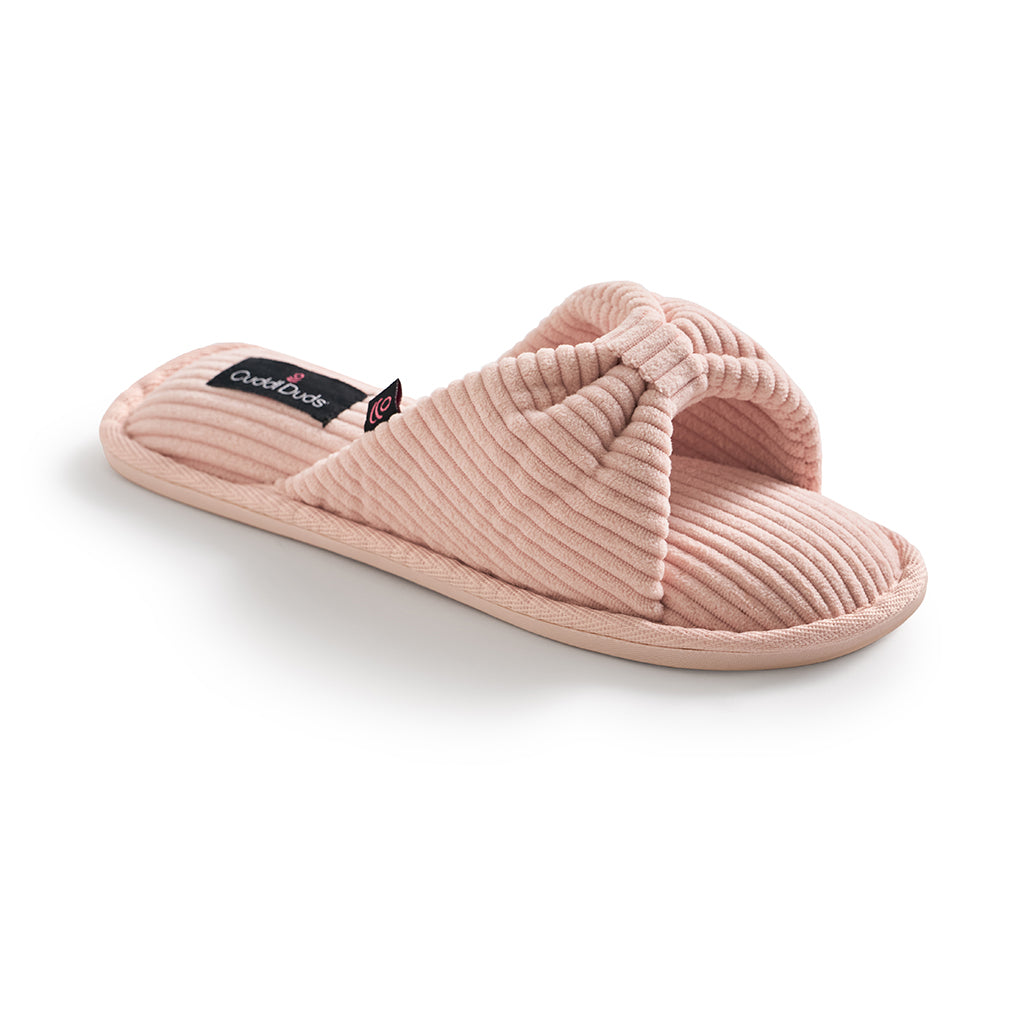 Light Pink; @A pair of light pink Gathered Corduroy Slide Slipper