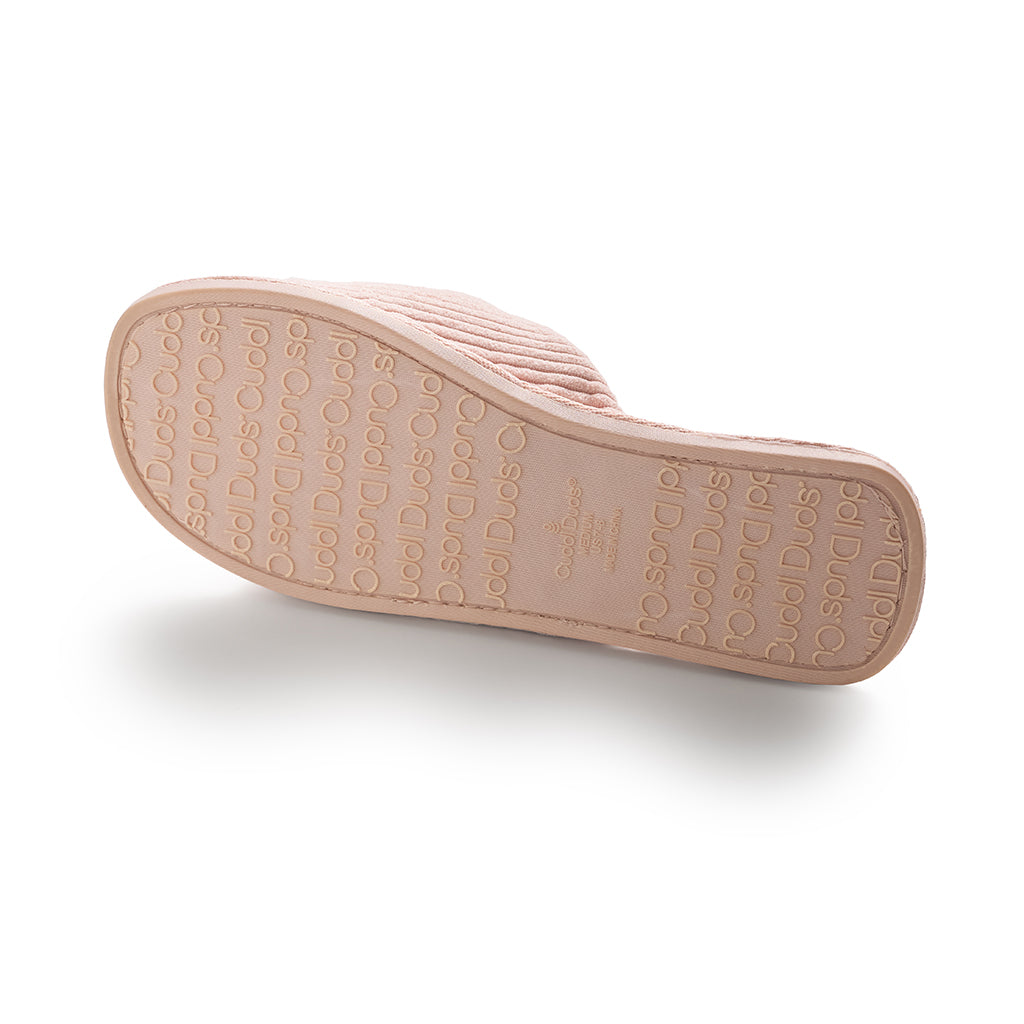 Light Pink; @A pair of light pink Gathered Corduroy Slide Slipper