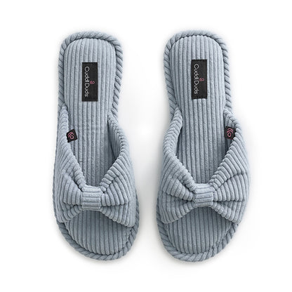 Gathered Corduroy Slide Slipper