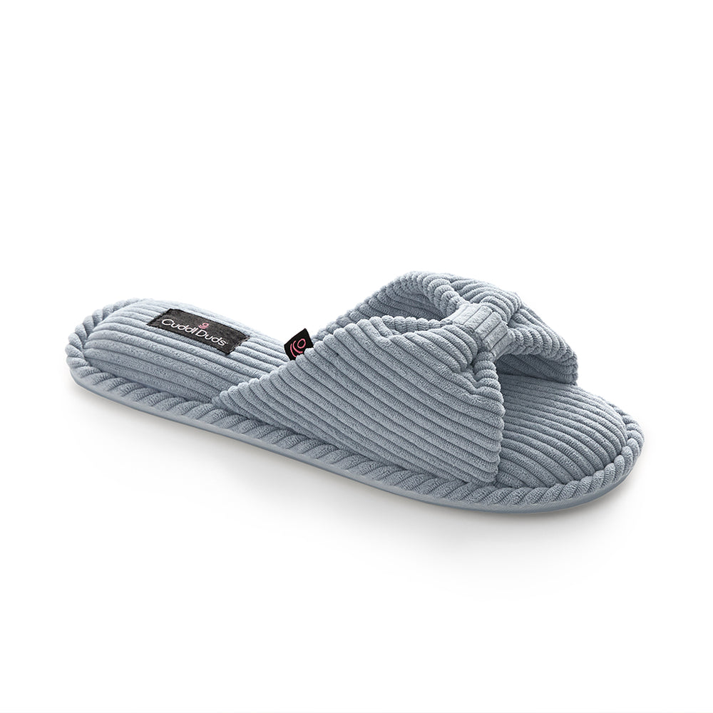 Gathered Corduroy Slide Slipper