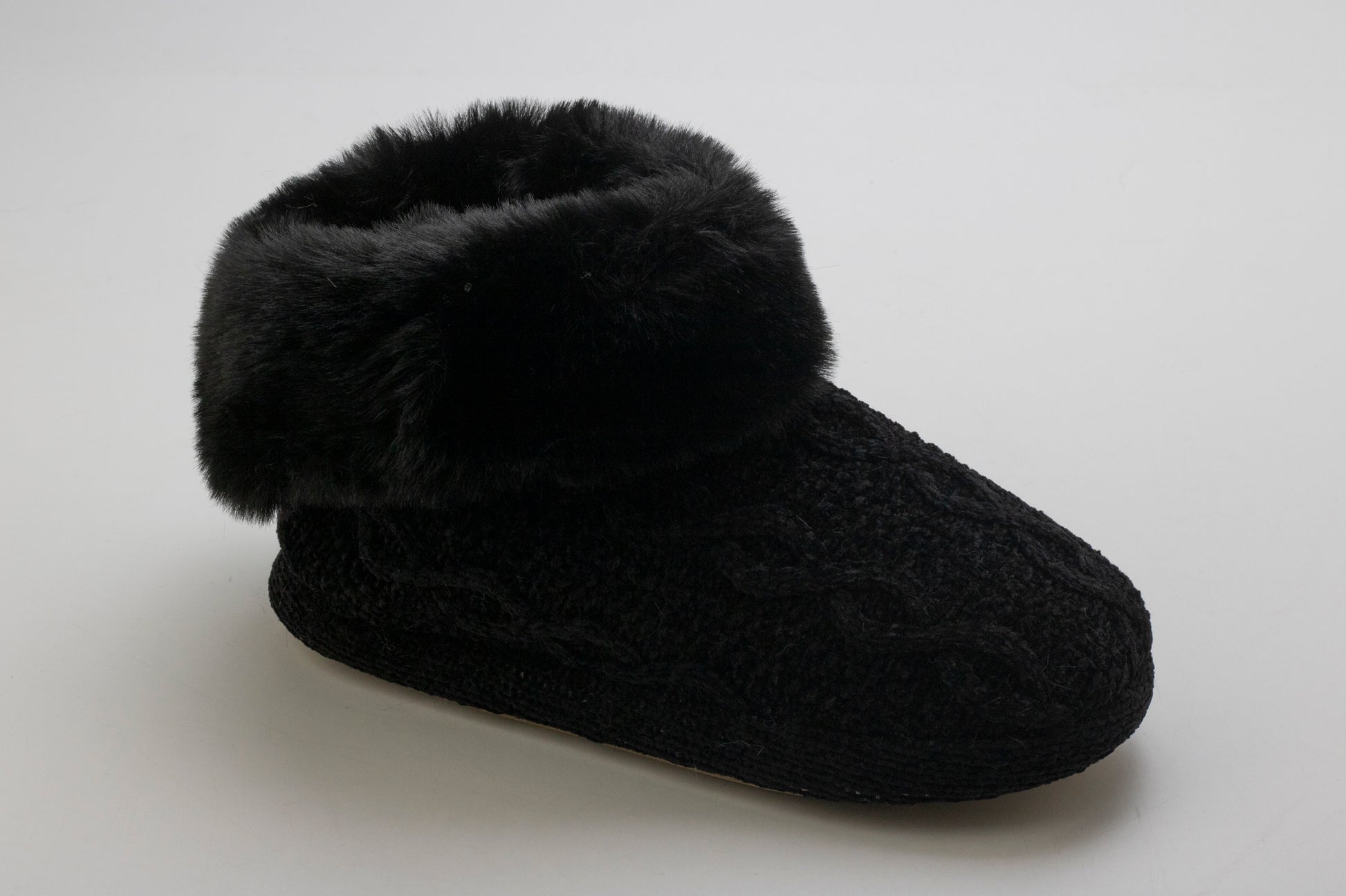 Chenille Cable Knit Bootie Slipper