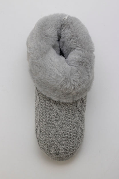 Chenille Cable Knit Bootie Slipper