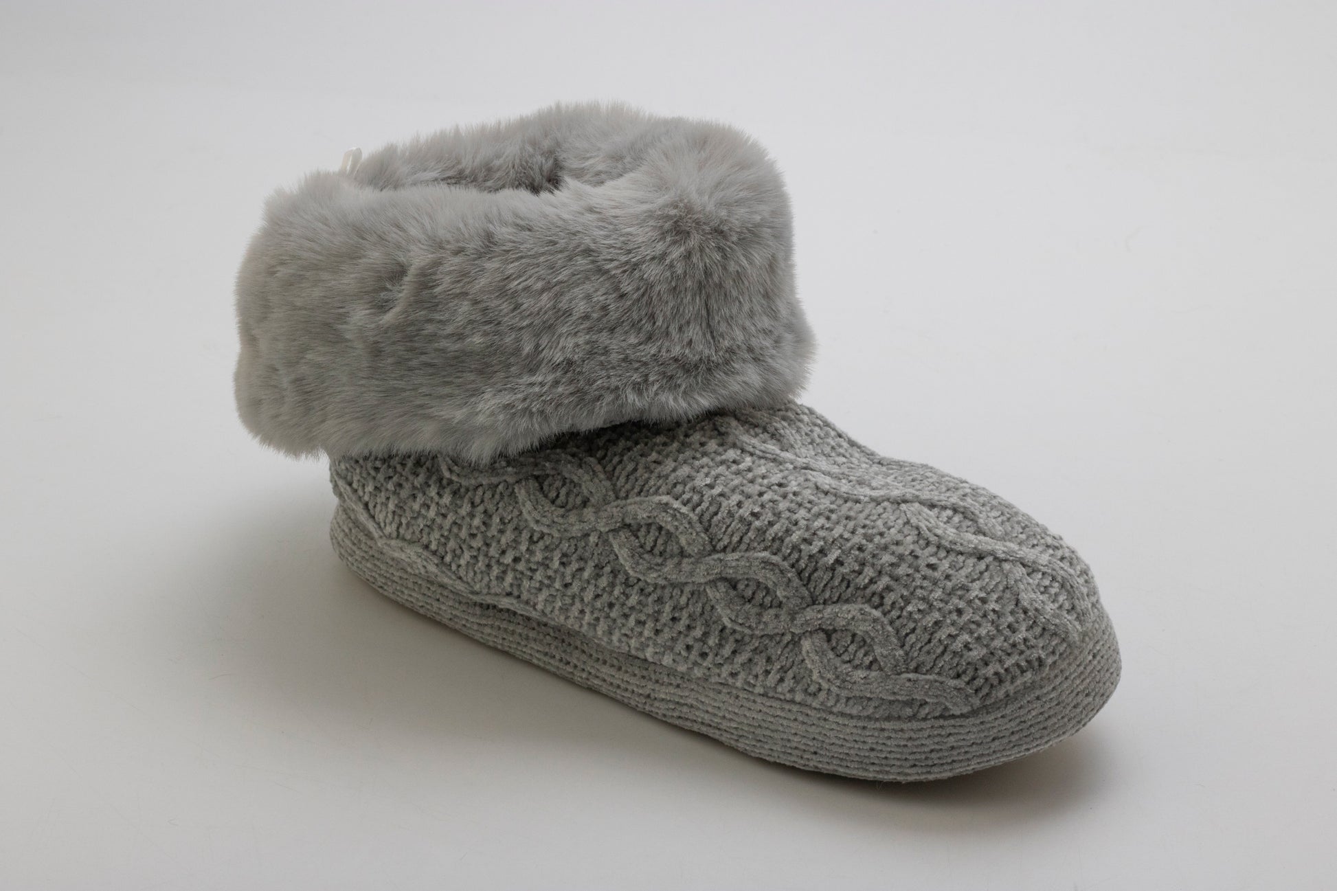 Chenille Cable Knit Bootie Slipper