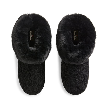 Chenille Cable Knit Bootie Slipper
