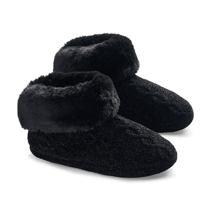 Chenille Cable Knit Bootie Slipper