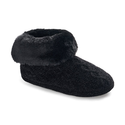 Chenille Cable Knit Bootie Slipper
