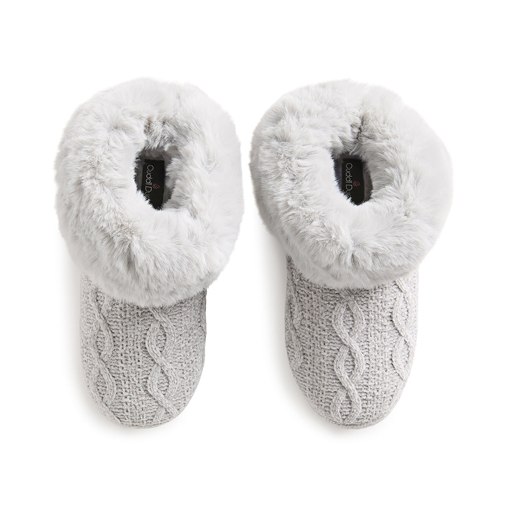 Chenille Cable Knit Bootie Slipper