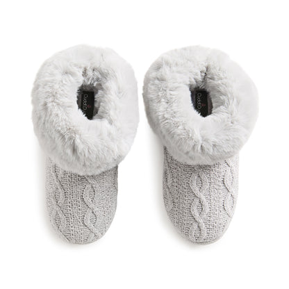 Chenille Cable Knit Bootie Slipper