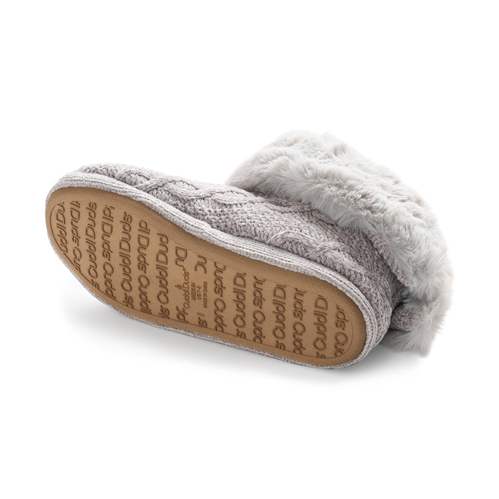 Chenille Cable Knit Bootie Slipper