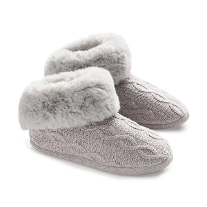 Chenille Cable Knit Bootie Slipper