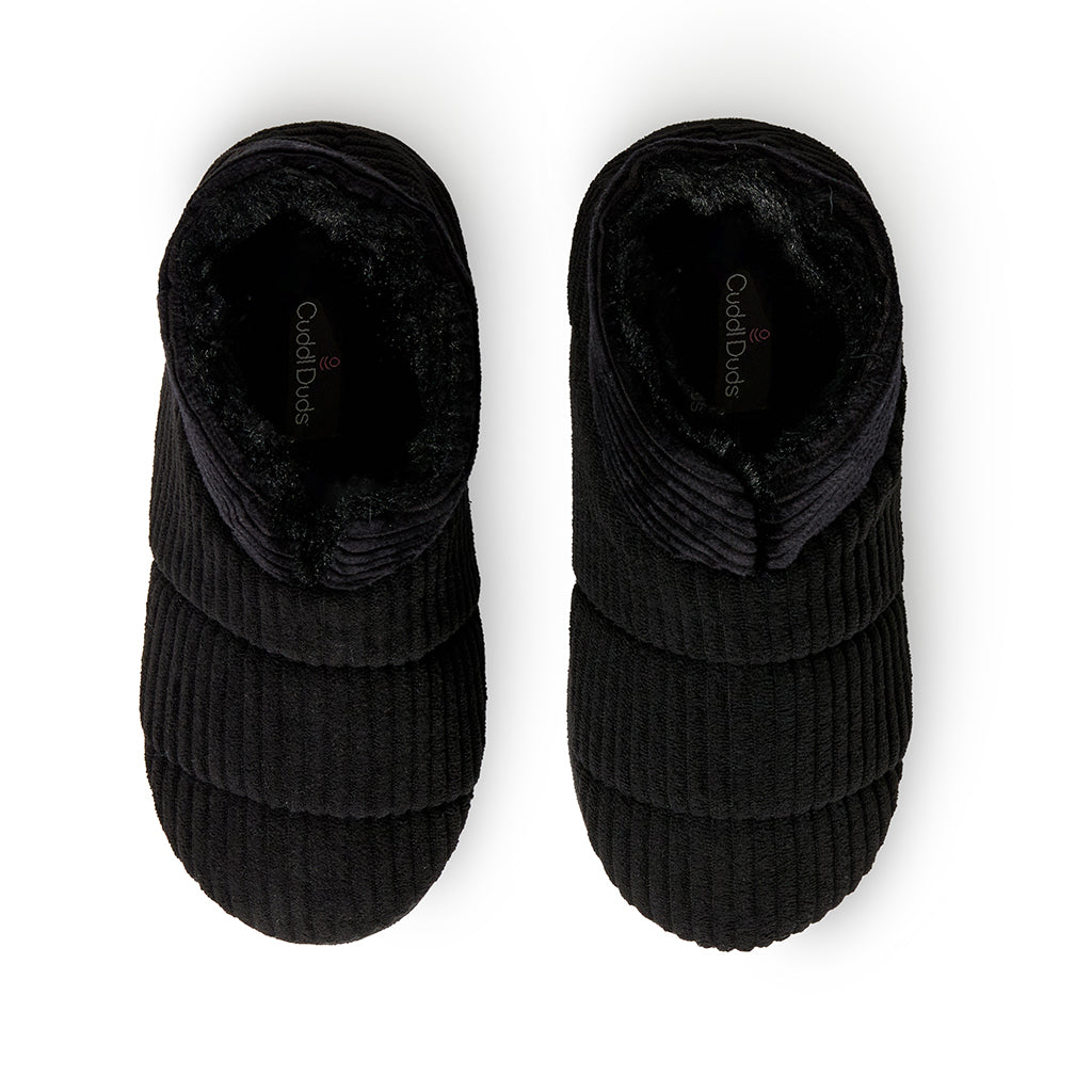 Black; @Corduroy Puff Bootie Slipper