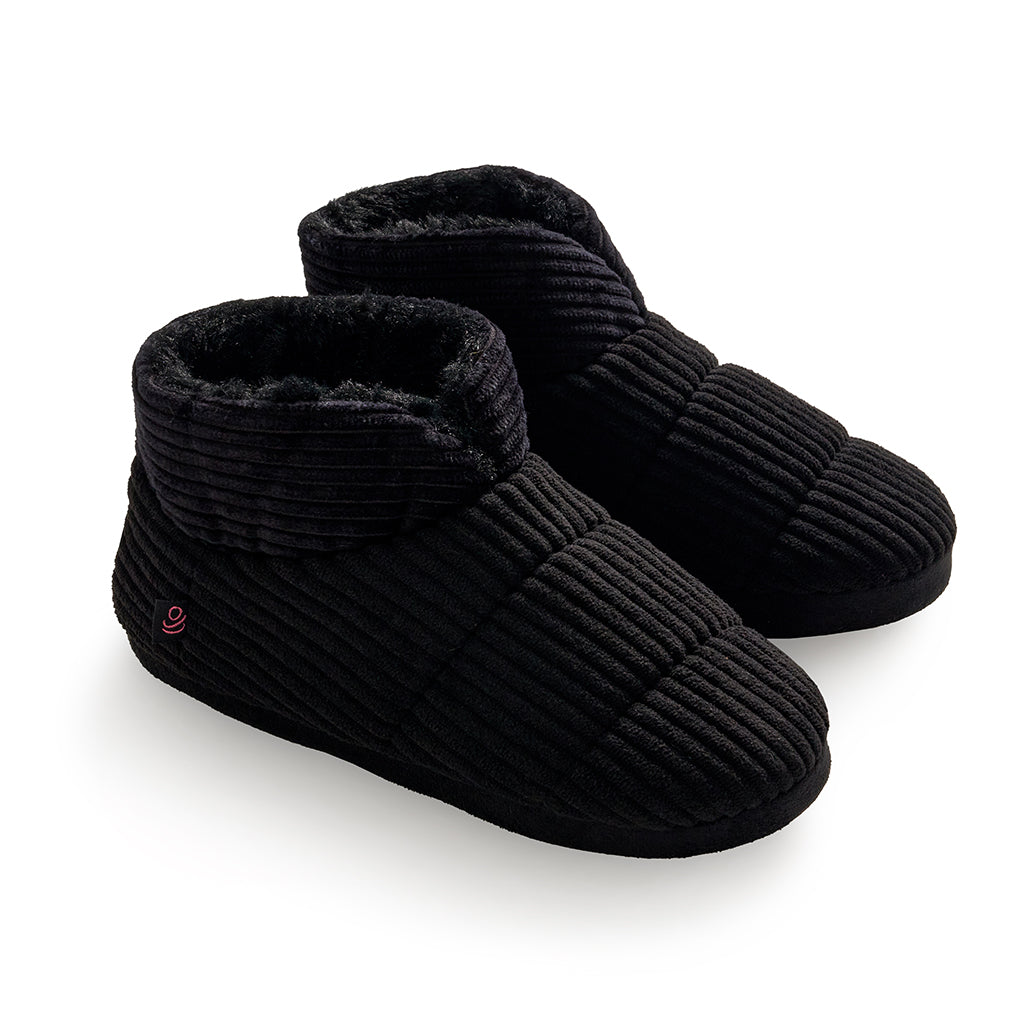 Black; @Corduroy Puff Bootie Slipper