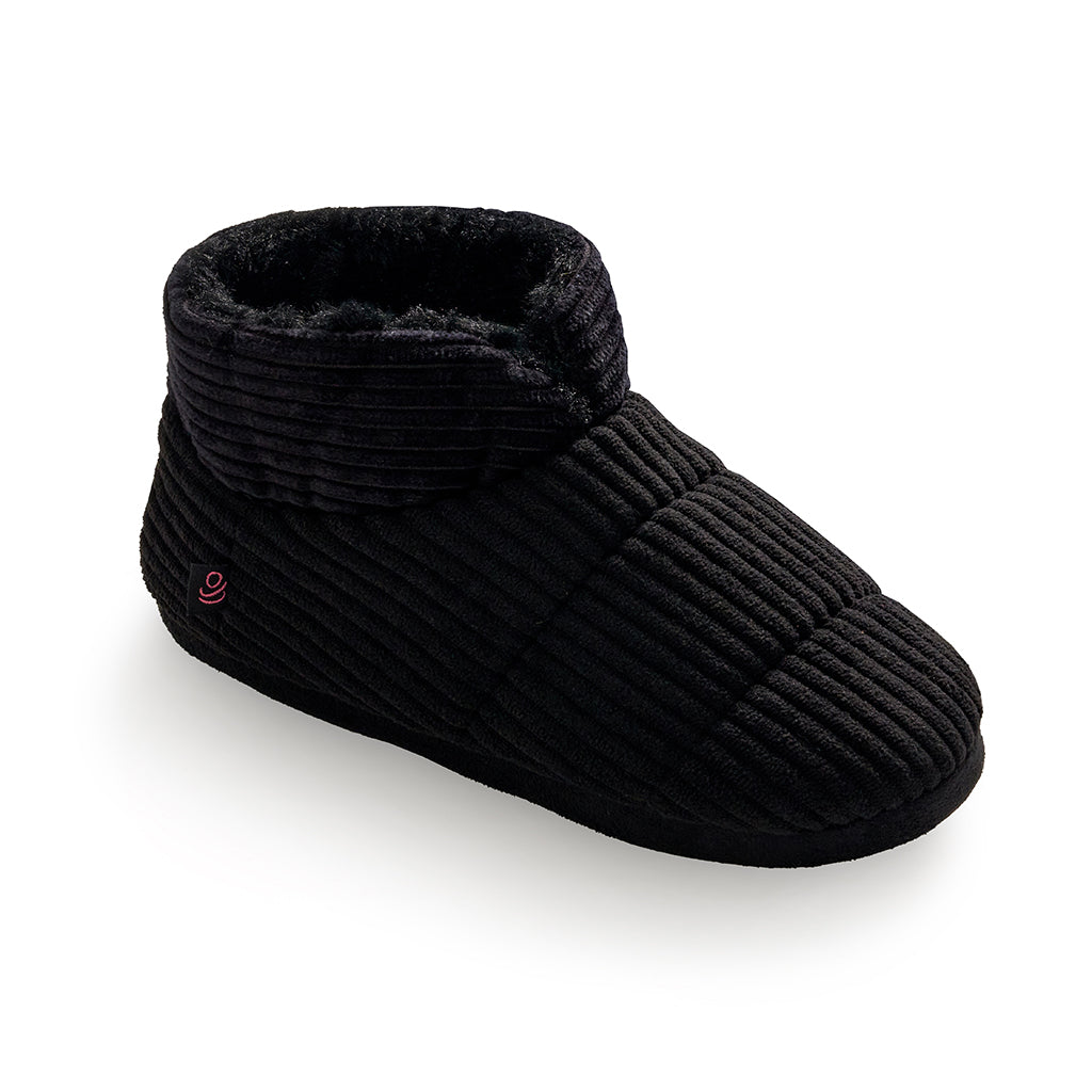 Black; @Corduroy Puff Bootie Slipper