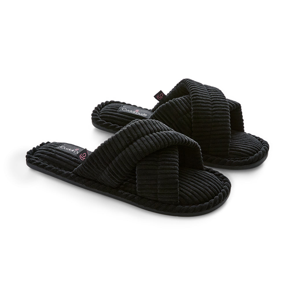 Black;@A pair of Corduroy X-Band Slide Slipper
