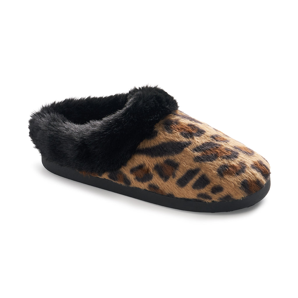 Natural Leopard; @A Faux Fur Clog Slipper