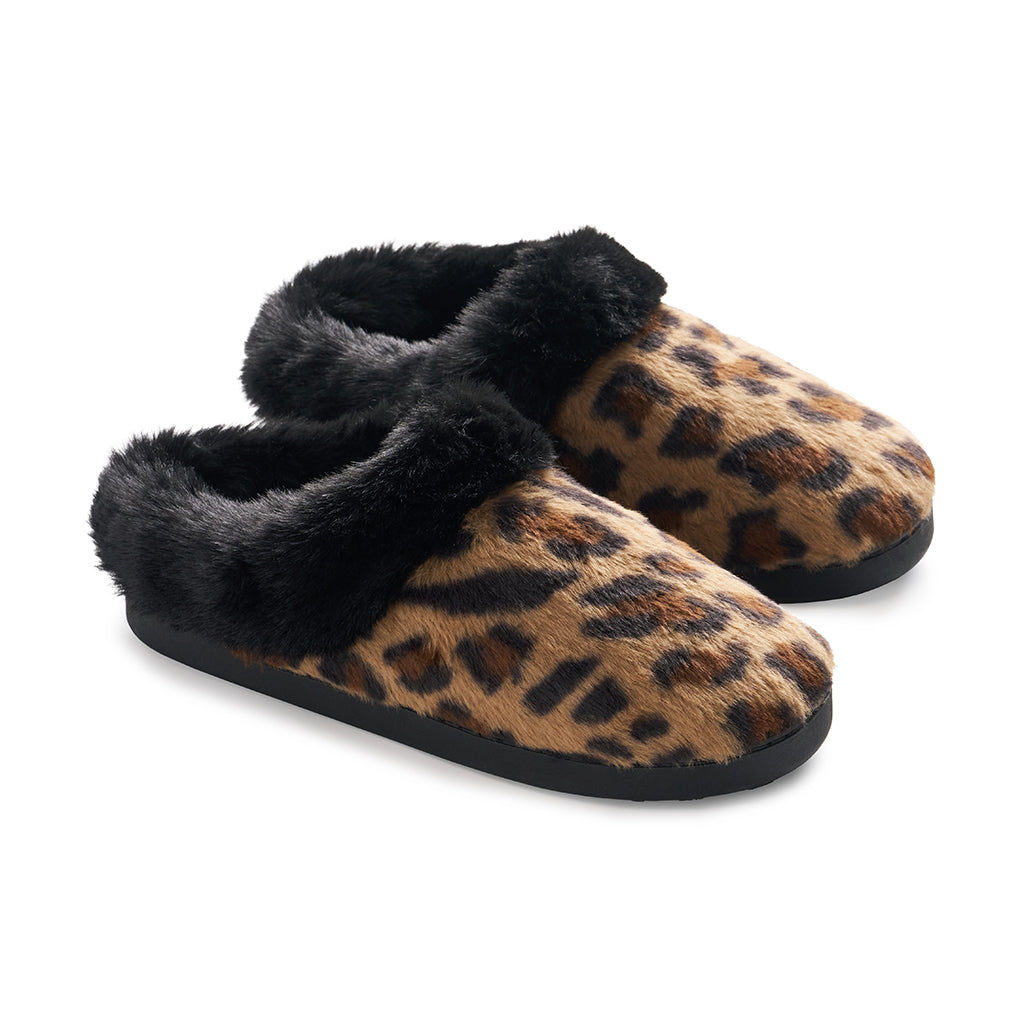 Natural Leopard; @A Faux Fur Clog Slipper
