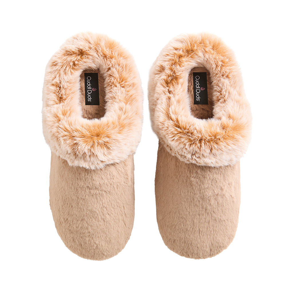 Two Tone Tan; @A Faux Fur Clog Slipper