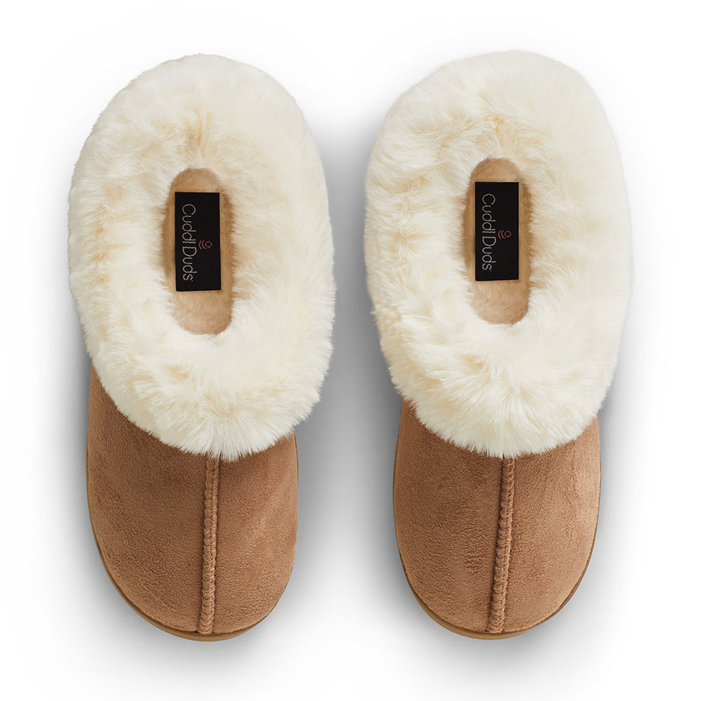 Microsuede Clog Slipper with Sherpa Lining